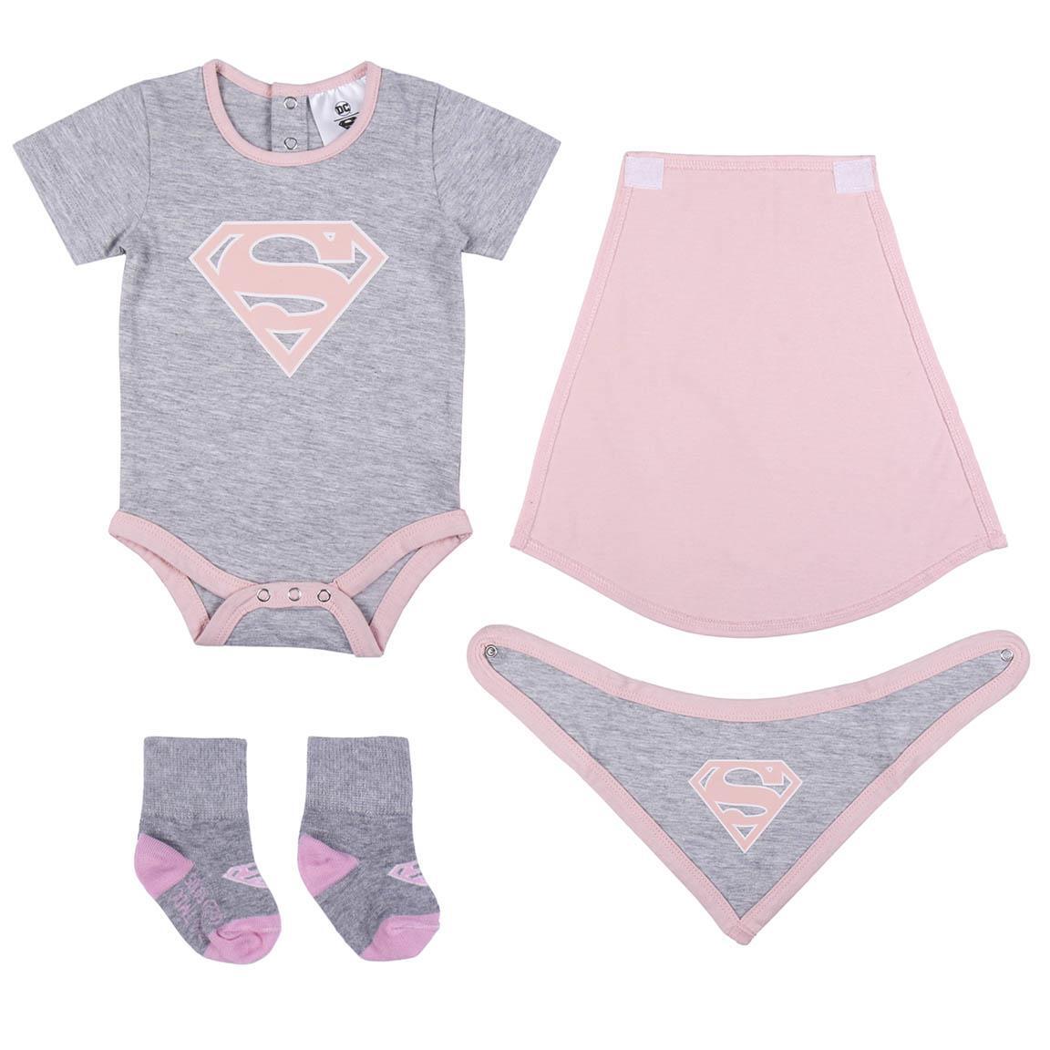 Ensemble body, jupe, chaussette et bavoir bébé fille Cerda DC Superhero Girls