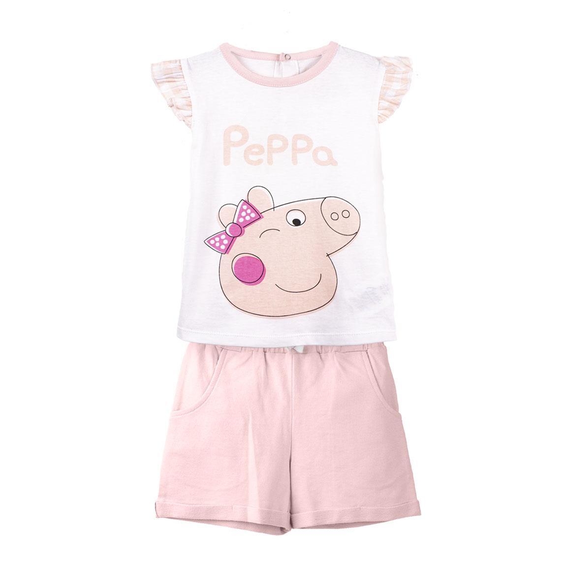 ensemble t-shirt et short bébé fille cerda french terry peppa pig