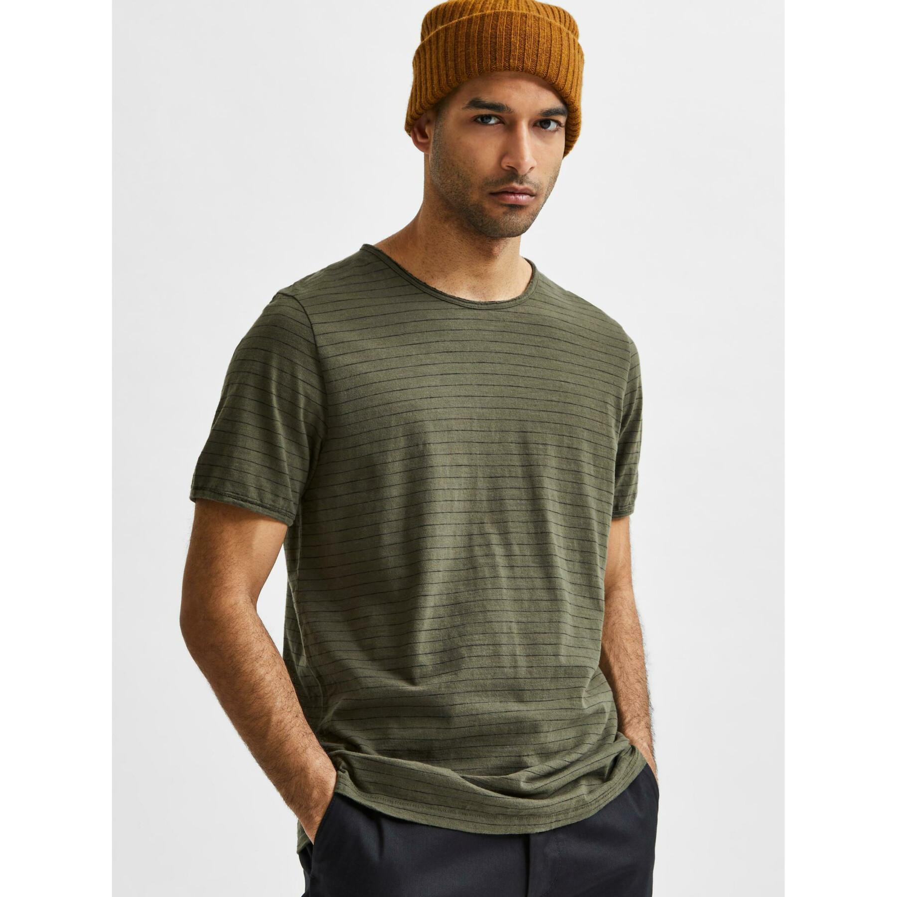 T-shirt Selected manches courtes Col rond Morgan rayé