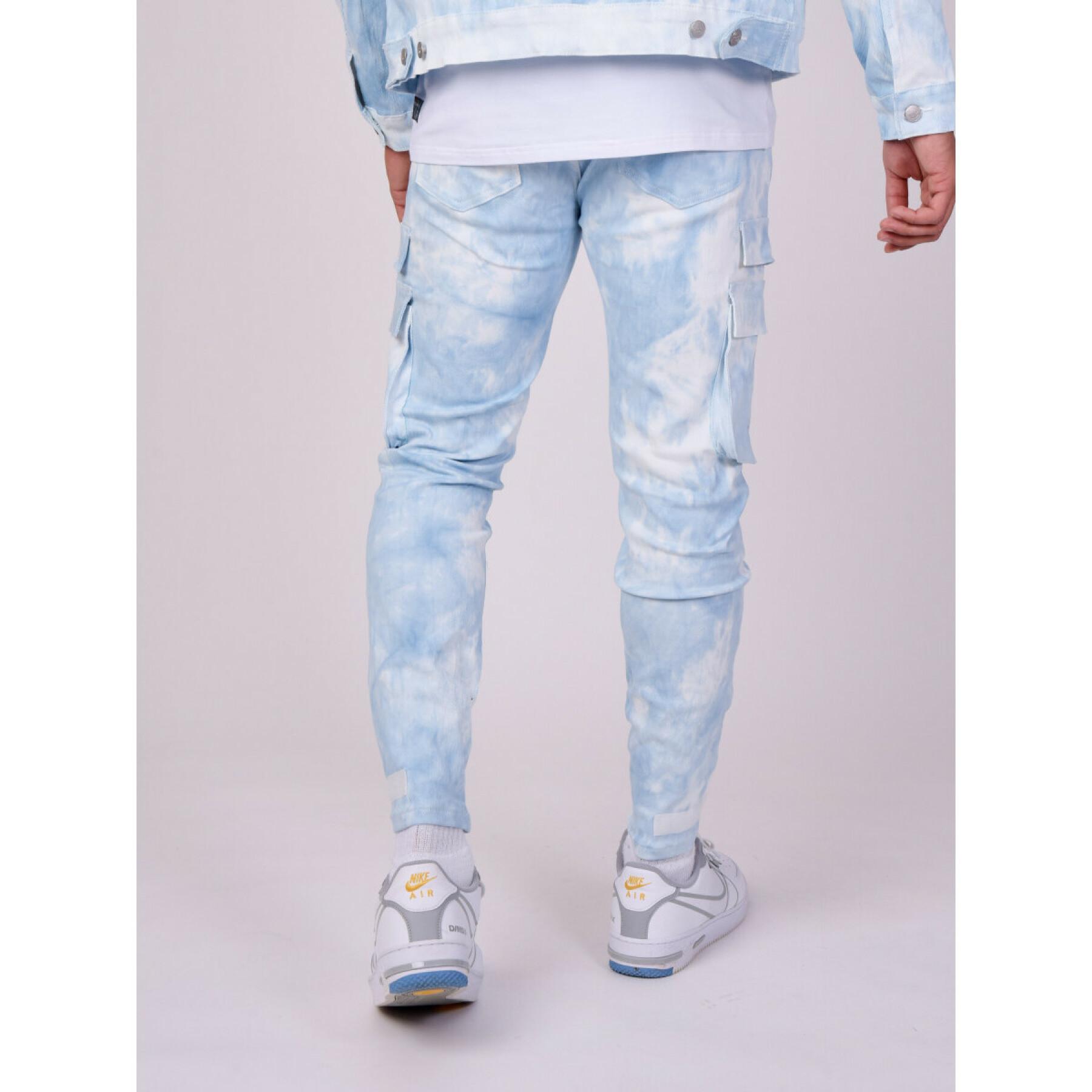 Jeans cargo impression nuage abstrait Project X Paris tie & dye