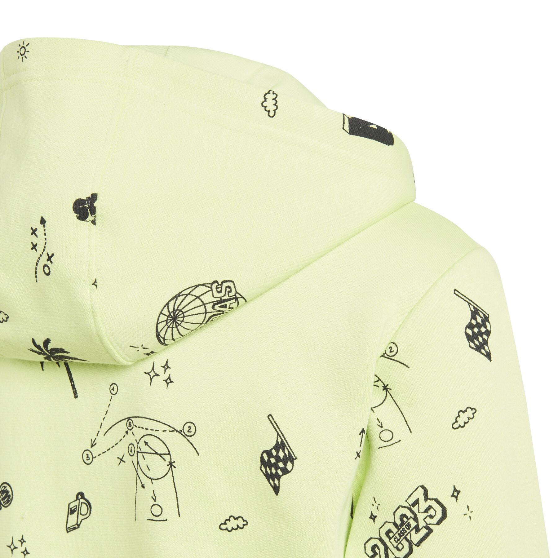 Sweatshirt à capuche full-zip enfant adidas Brand Love Allover Print