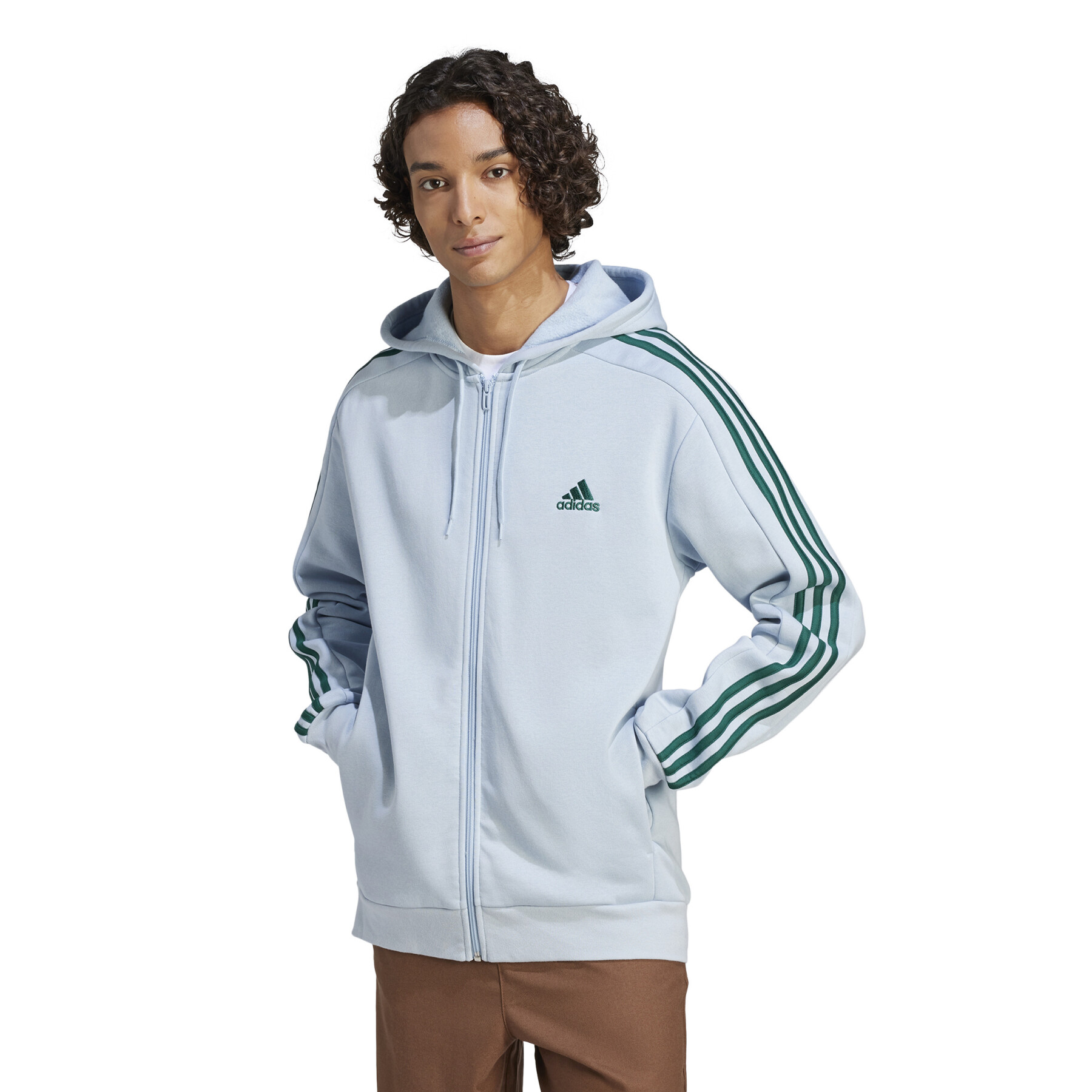 Sweatshirt full zip à capuche molleton adidas Essentials 3-Stripes