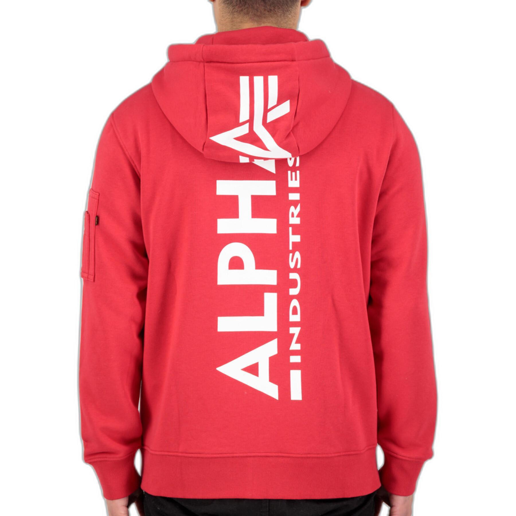 Sweatshirt à capuche zippé imprimé au dos Alpha Industries