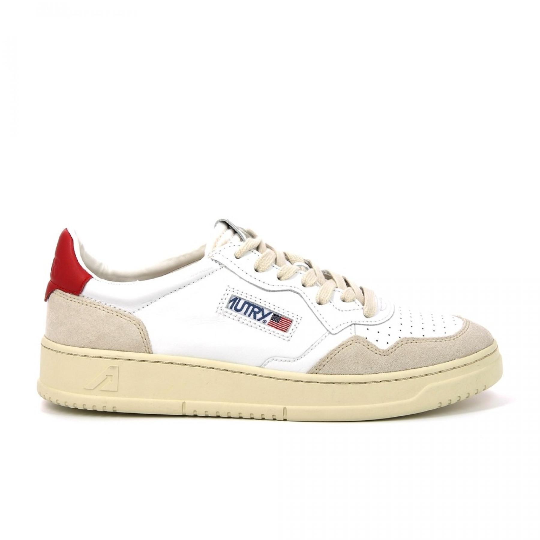 Baskets Autry Medalist LS24 Leather/Suede White Red