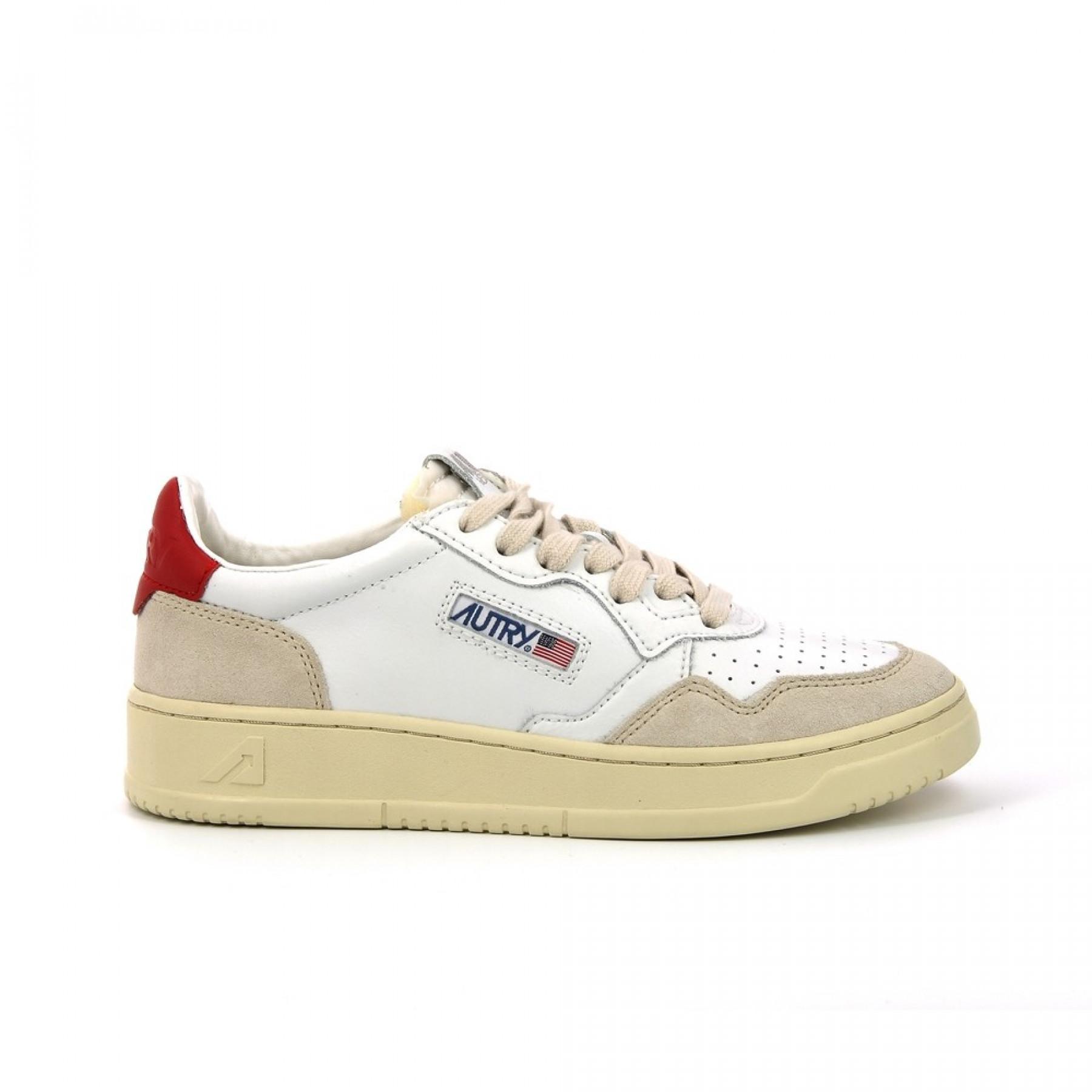Baskets femme Autry Medalist LS24 Leather/Suede White Red