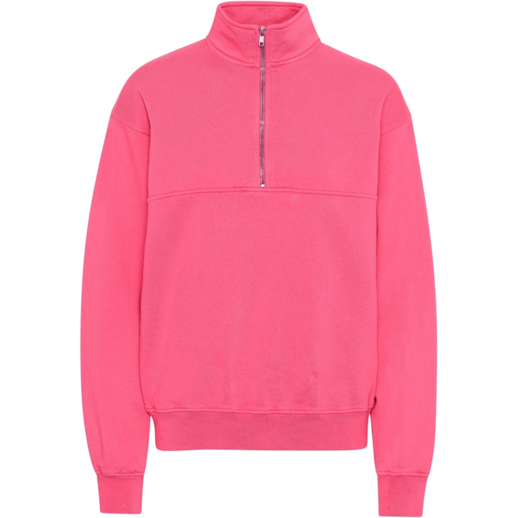 Sweatshirt 1/4 zip Colorful Standard Organic bubblegum pink