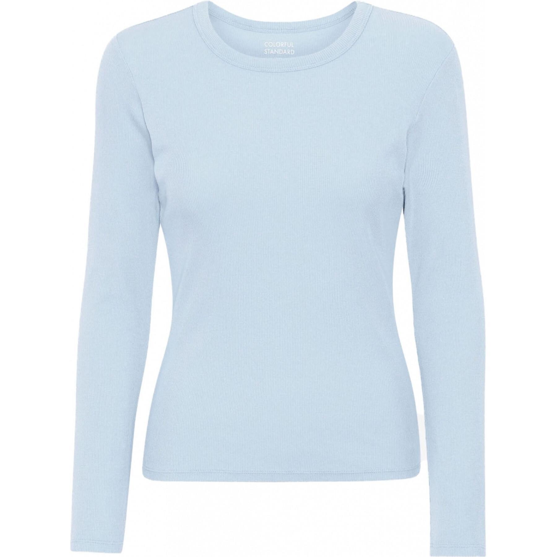 T-shirt côtelé manches longues femme Colorful Standard Organic polar blue