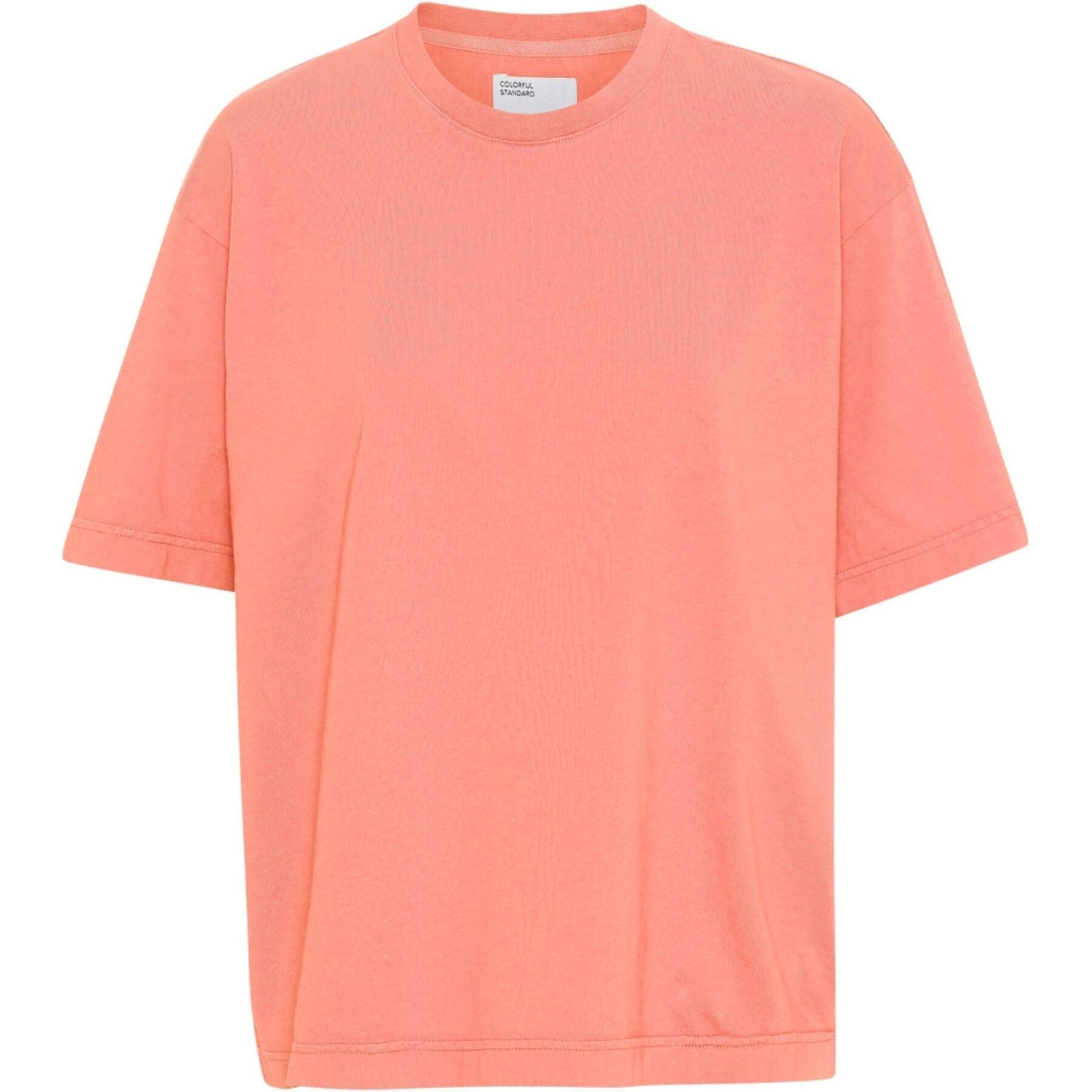 T-shirt femme Colorful Standard Organic oversized bright coral