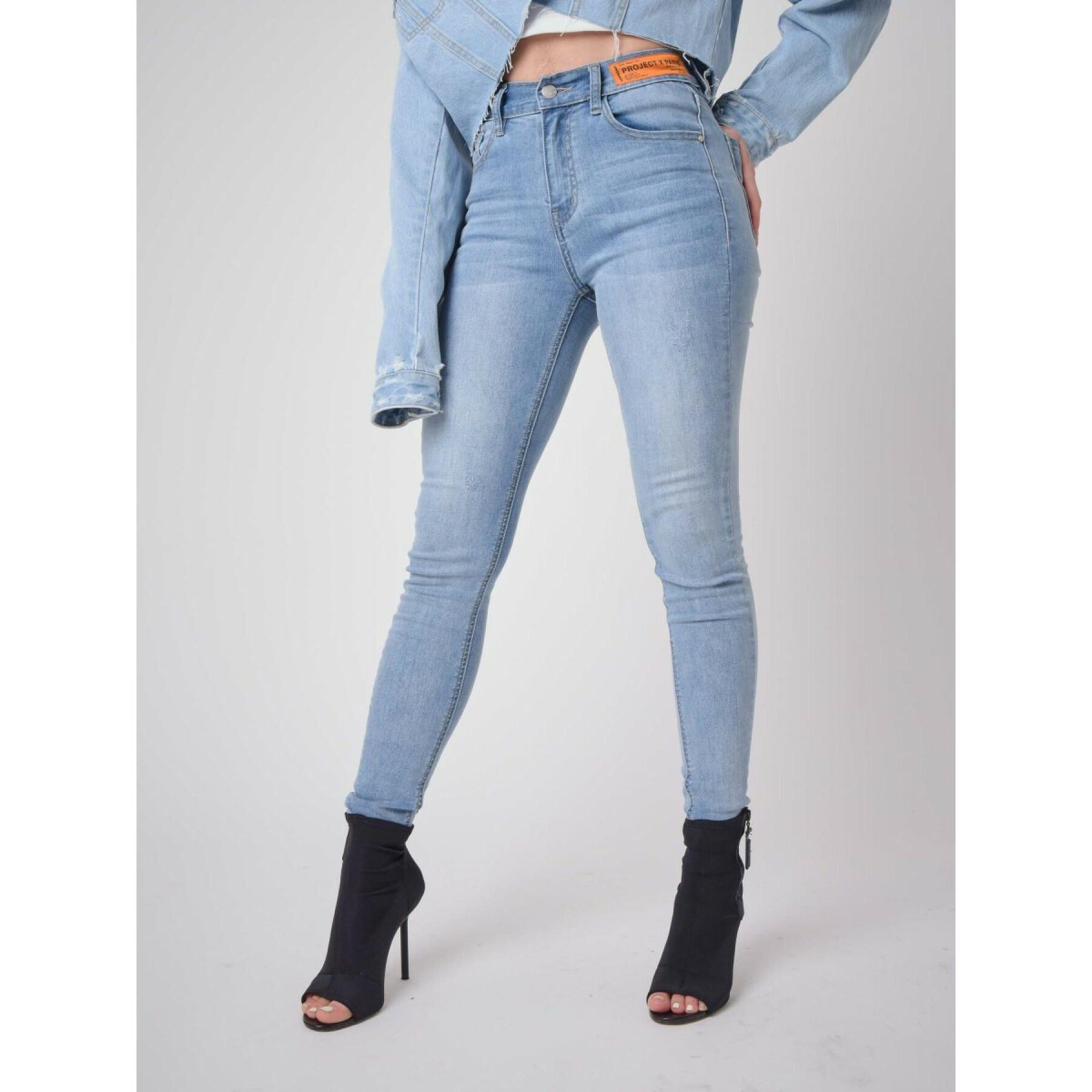 Jeans skinny fit logo étiquette femme Project X Paris
