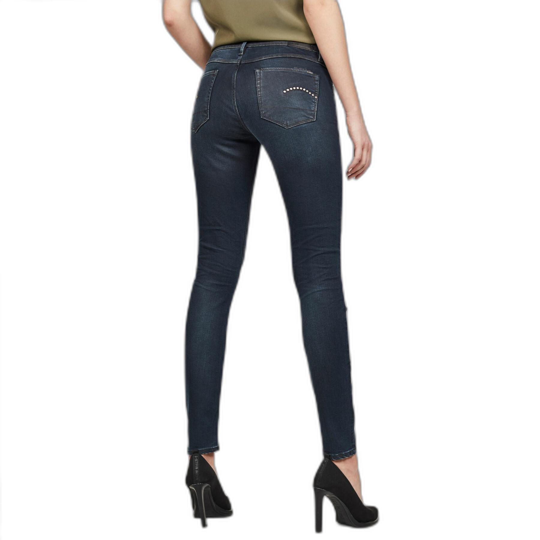 Jeans mi-long skinny femme G-Star 3301 Studs Mid
