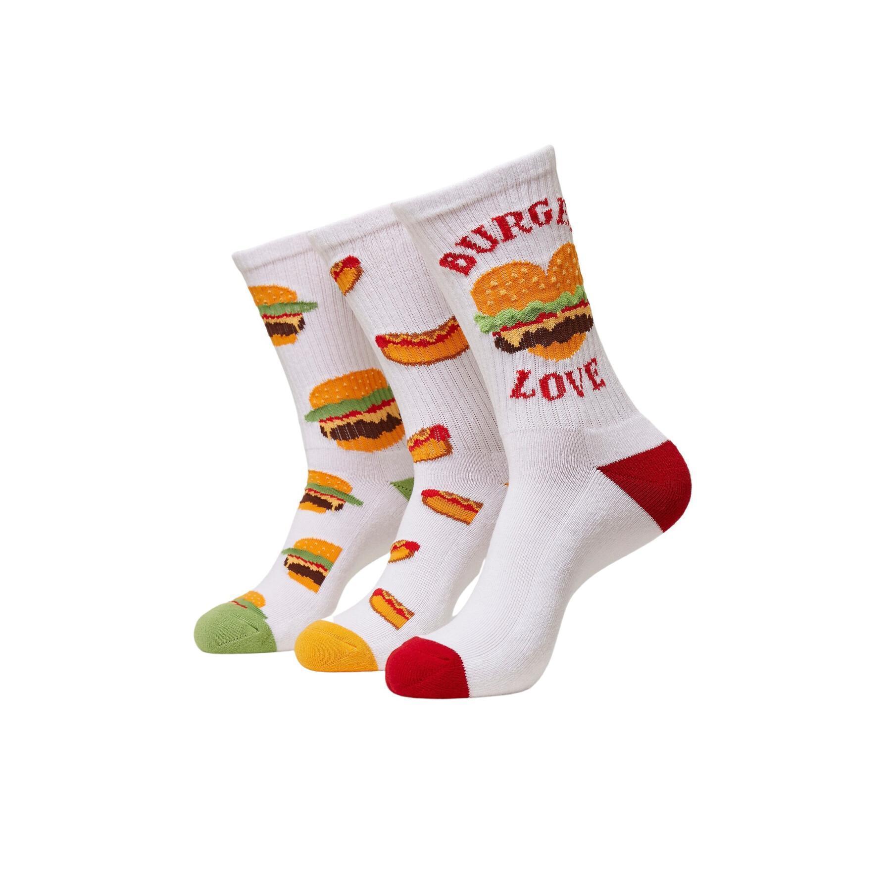 Chaussettes Mister Tee Burger Hot Dog 3-Pack