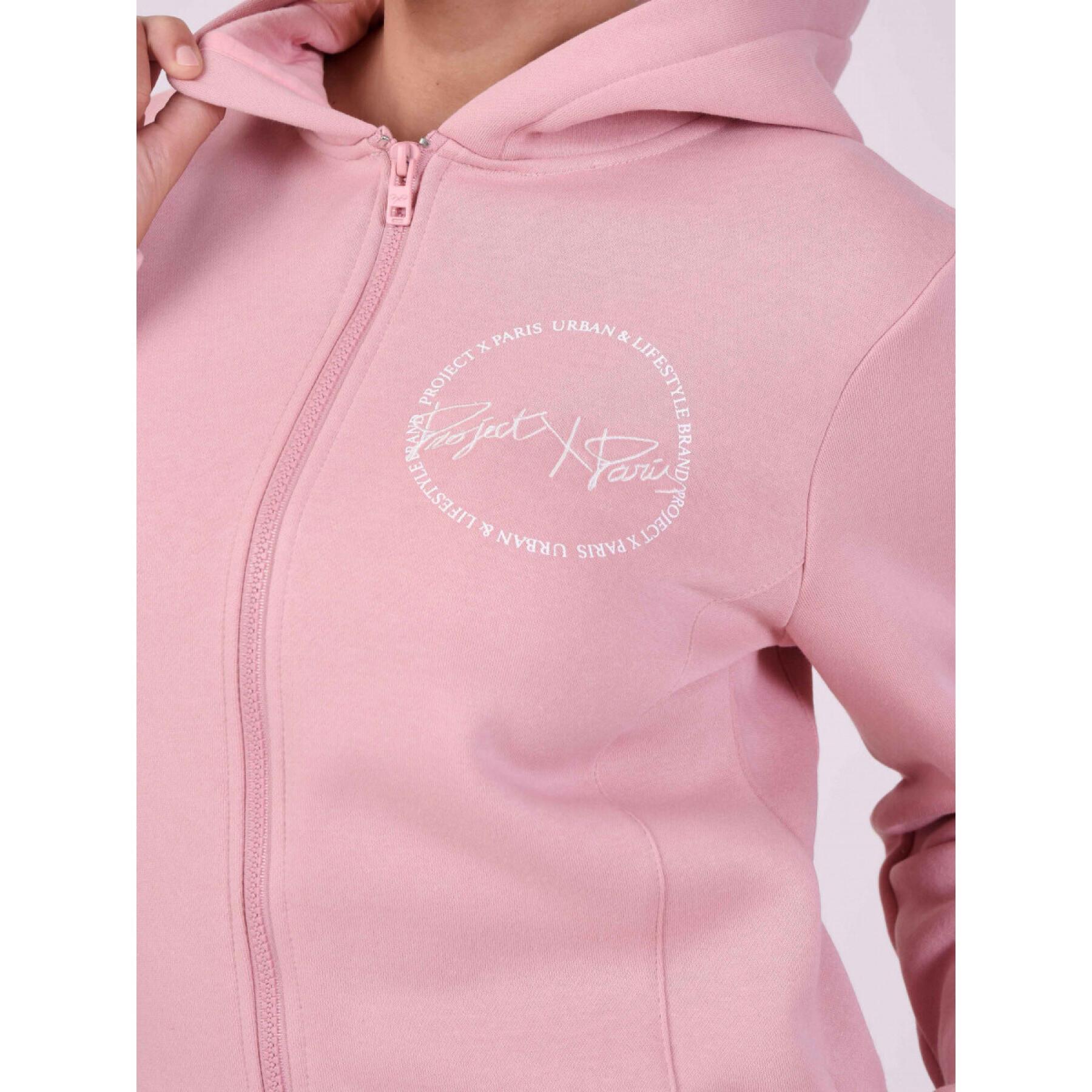 Sweatshirt à capuche zippé logo cercle femme Project X Paris