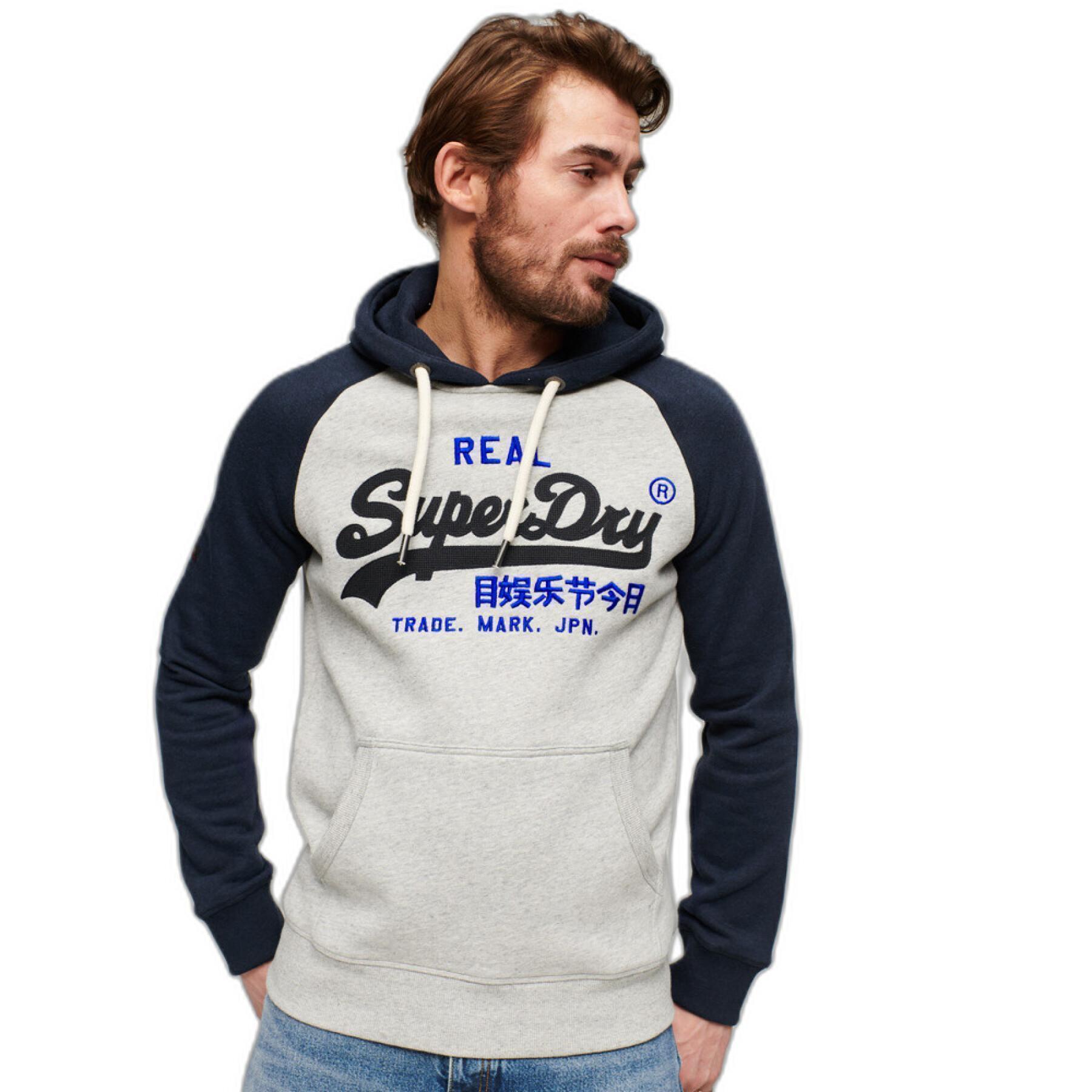 Sweatshirt à capuche à manches raglancoton biologique Superdry Vintage Logo Heritage