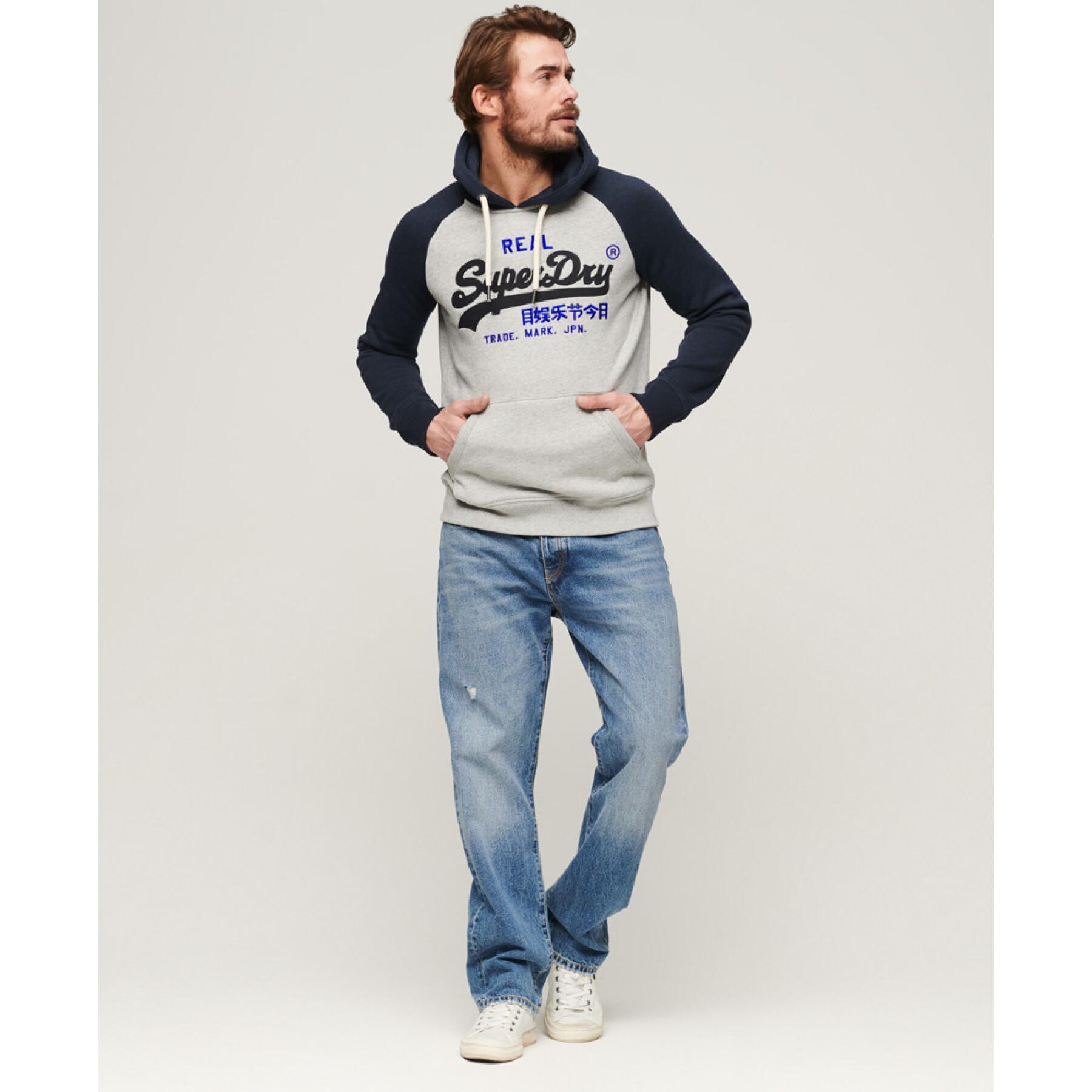 Sweatshirt à capuche à manches raglancoton biologique Superdry Vintage Logo Heritage
