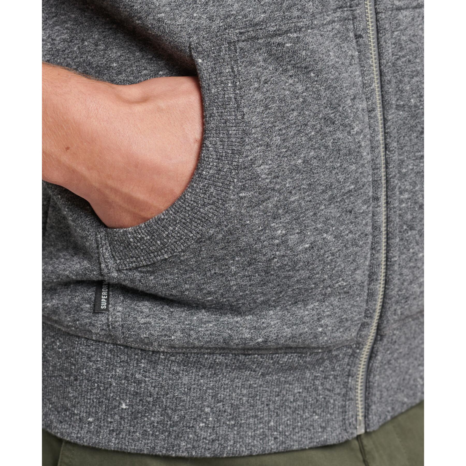 Sweatshirt à capuche zippé coton bio avec logo brodé Superdry Vintage
