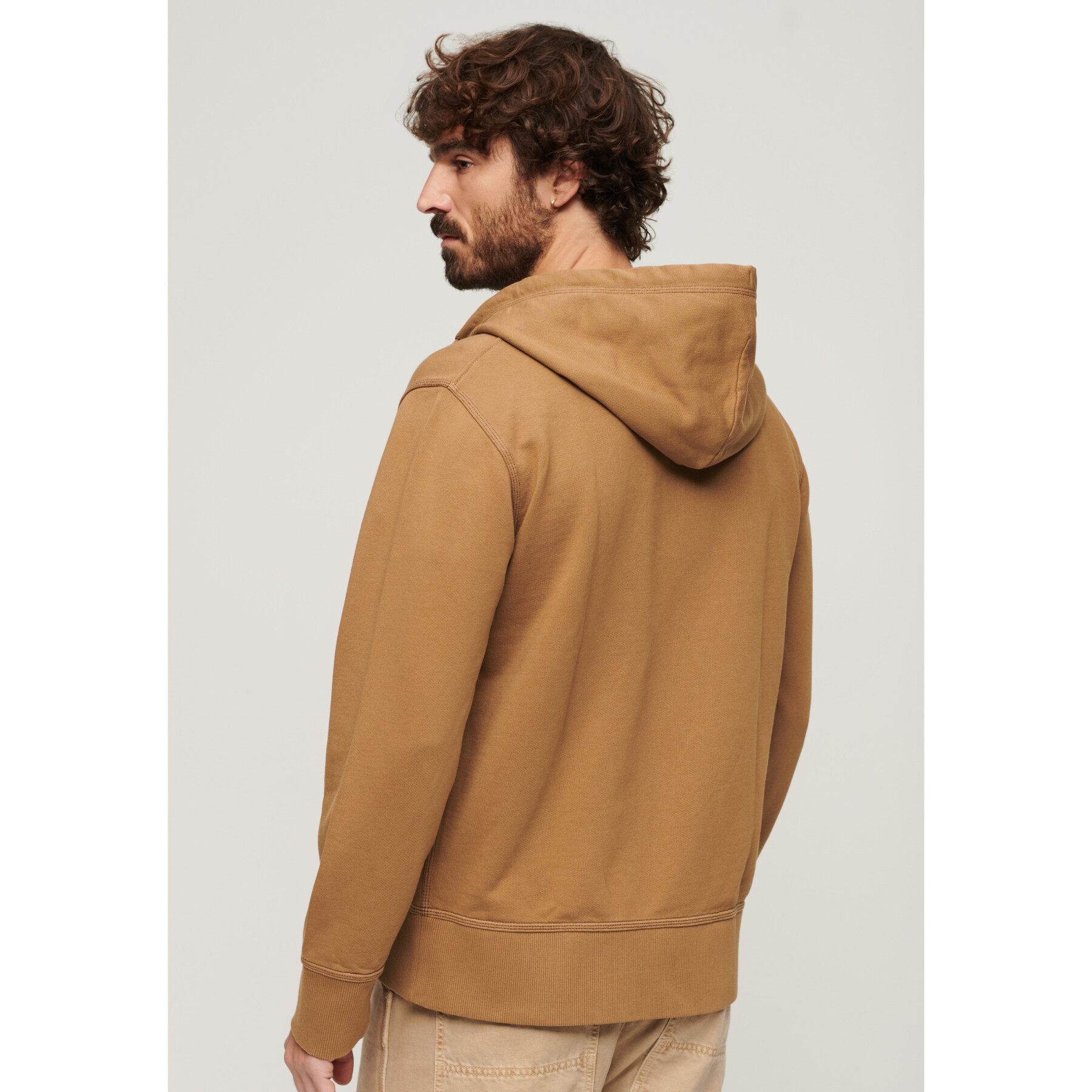 Sweatshirt à capuche zippé décontracté avec surpiqûres contrastées Superdry