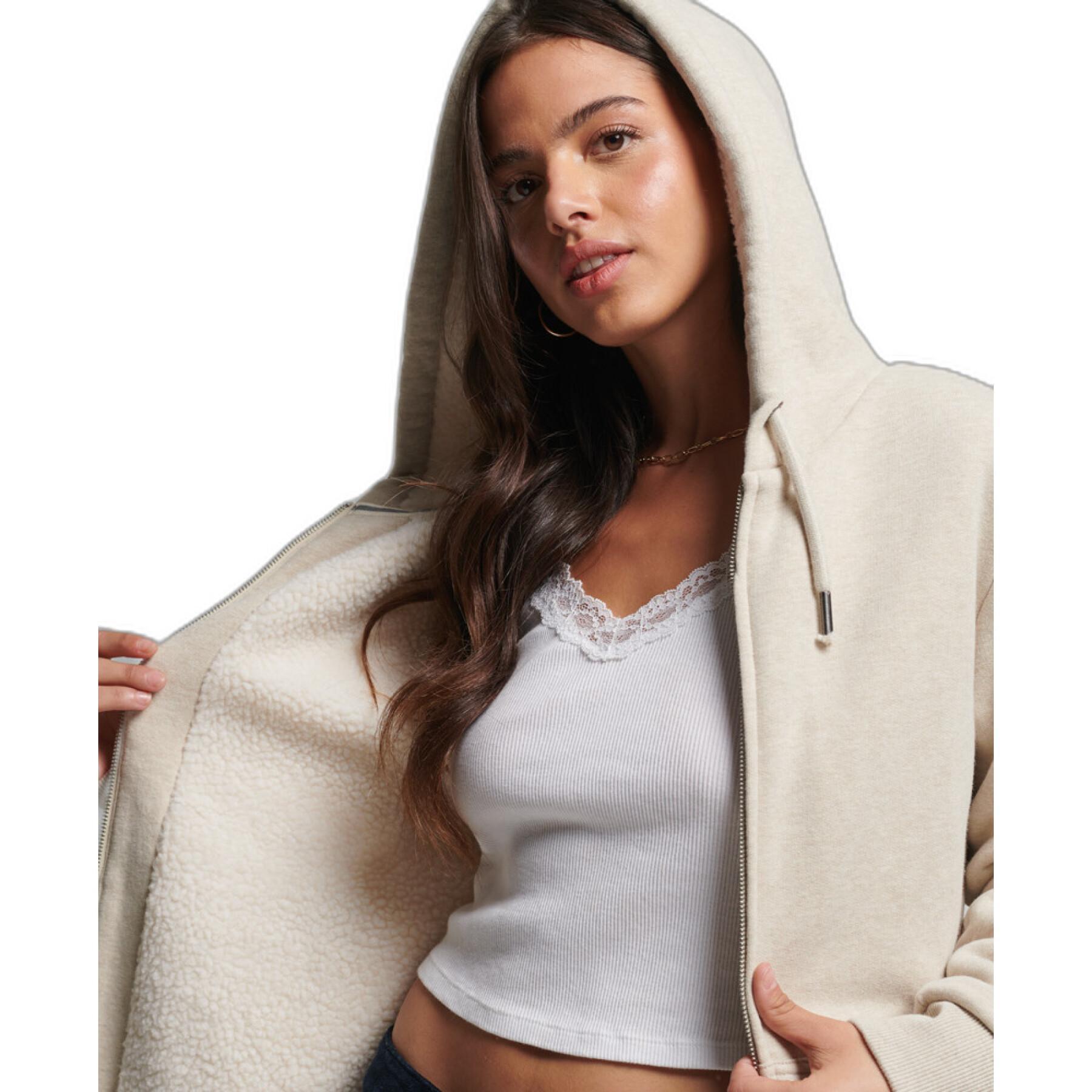 Sweatshirt à capuche zippé doublé peau lainée femme Superdry
