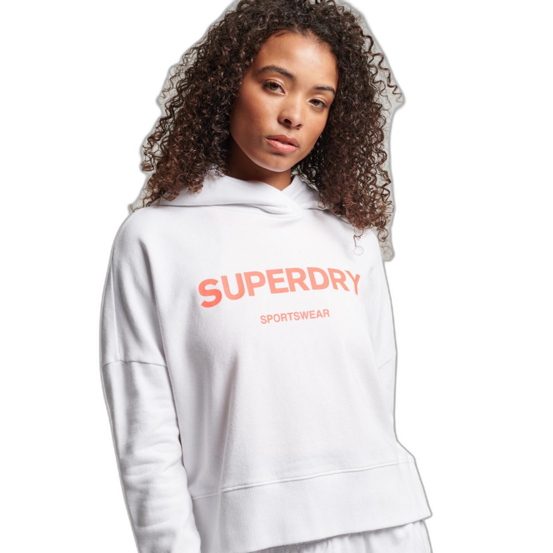 Sweatshirt court droit à capuche femme Superdry Core Sport