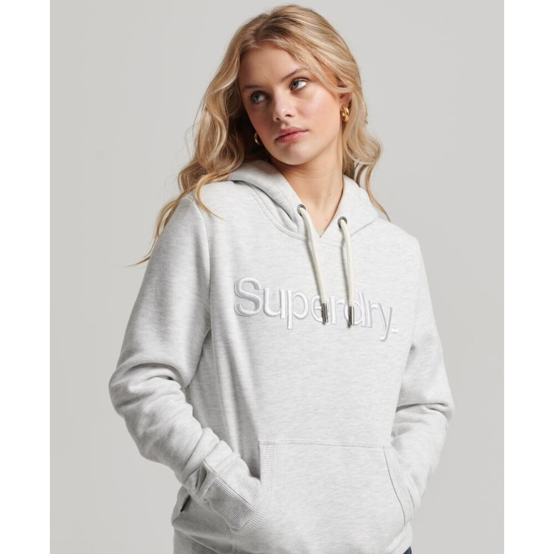Sweatshirt à capuche avec logo brodé ton sur ton femme Superdry