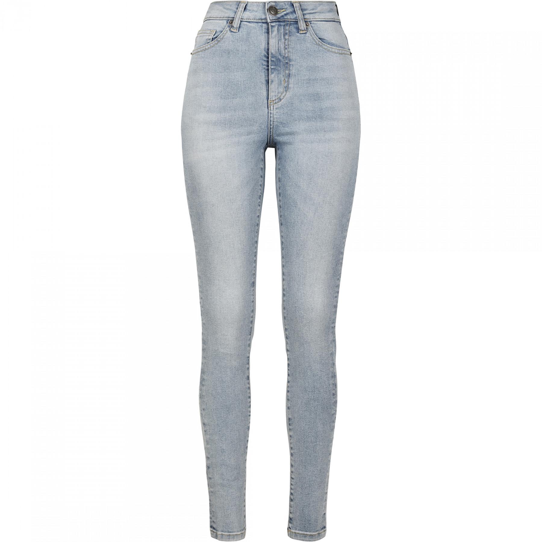 Pantalon jeans femme Urban Classics high waist slim (grandes tailles)