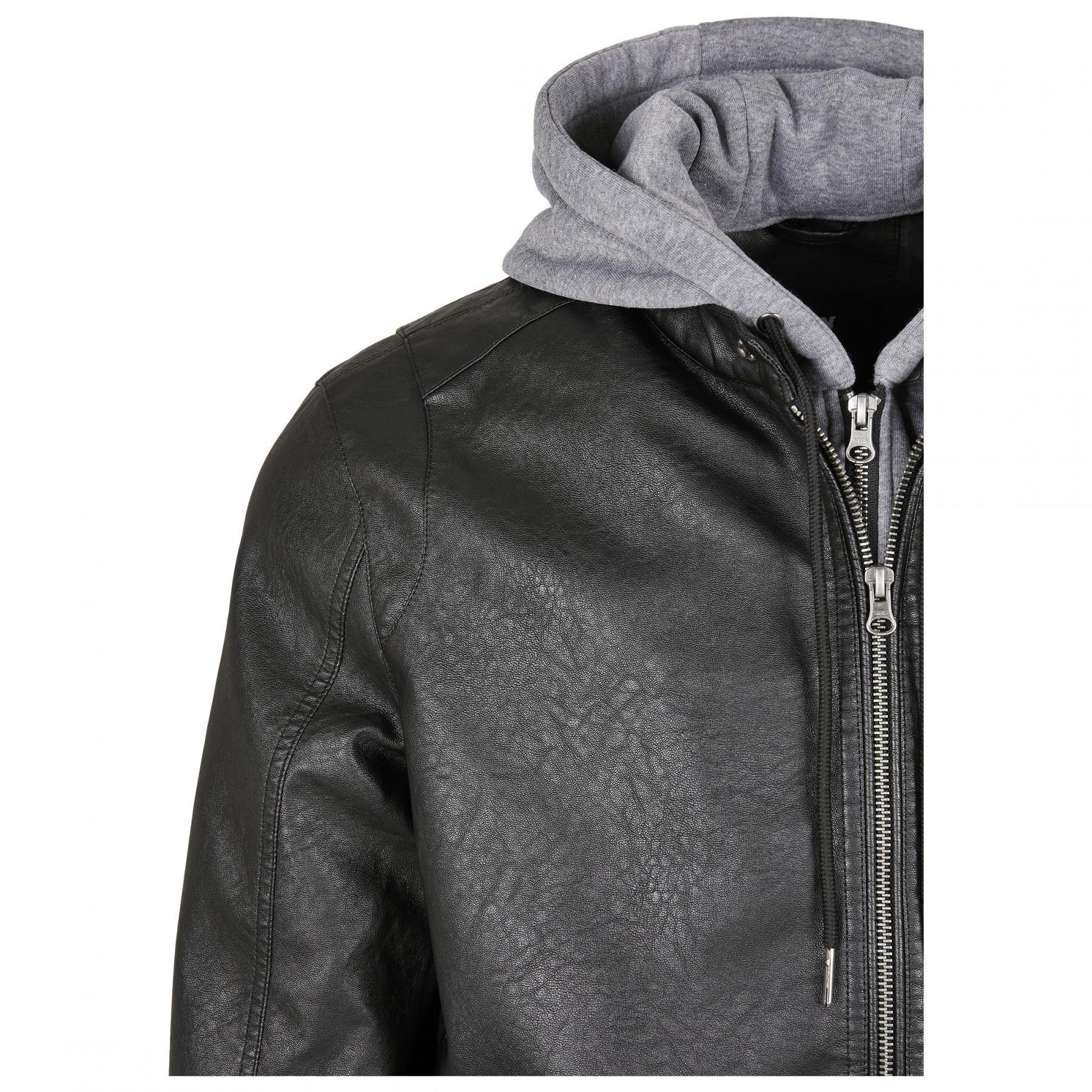 Veste à capuche Urban Classics fleece fake leather
