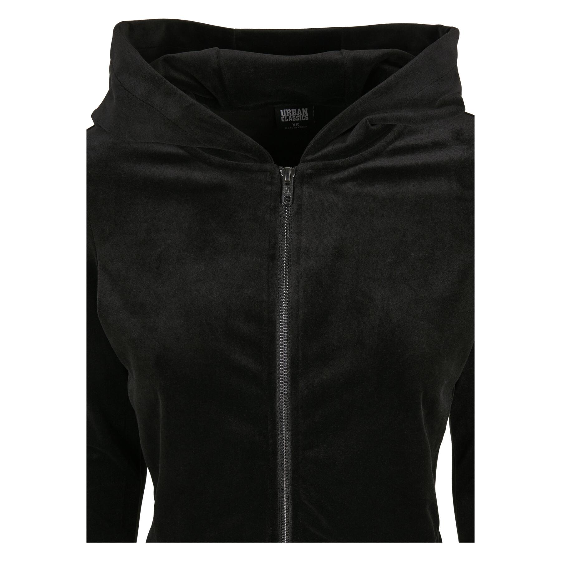 Sweatshirt à capuche femme grandes tailles Urban Classics velvet zip