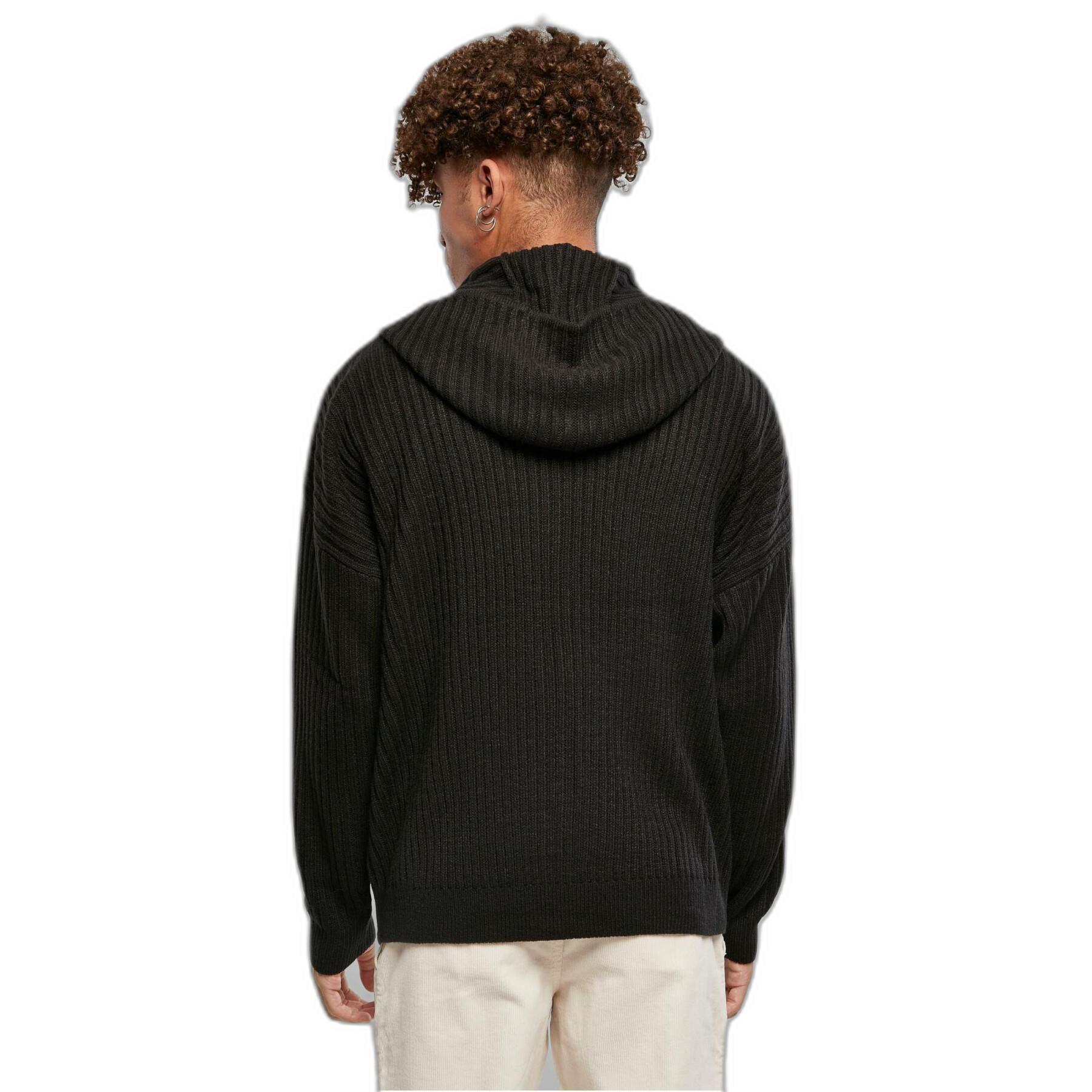 Sweatshirt à capuche zippé en tricot Urban Classics