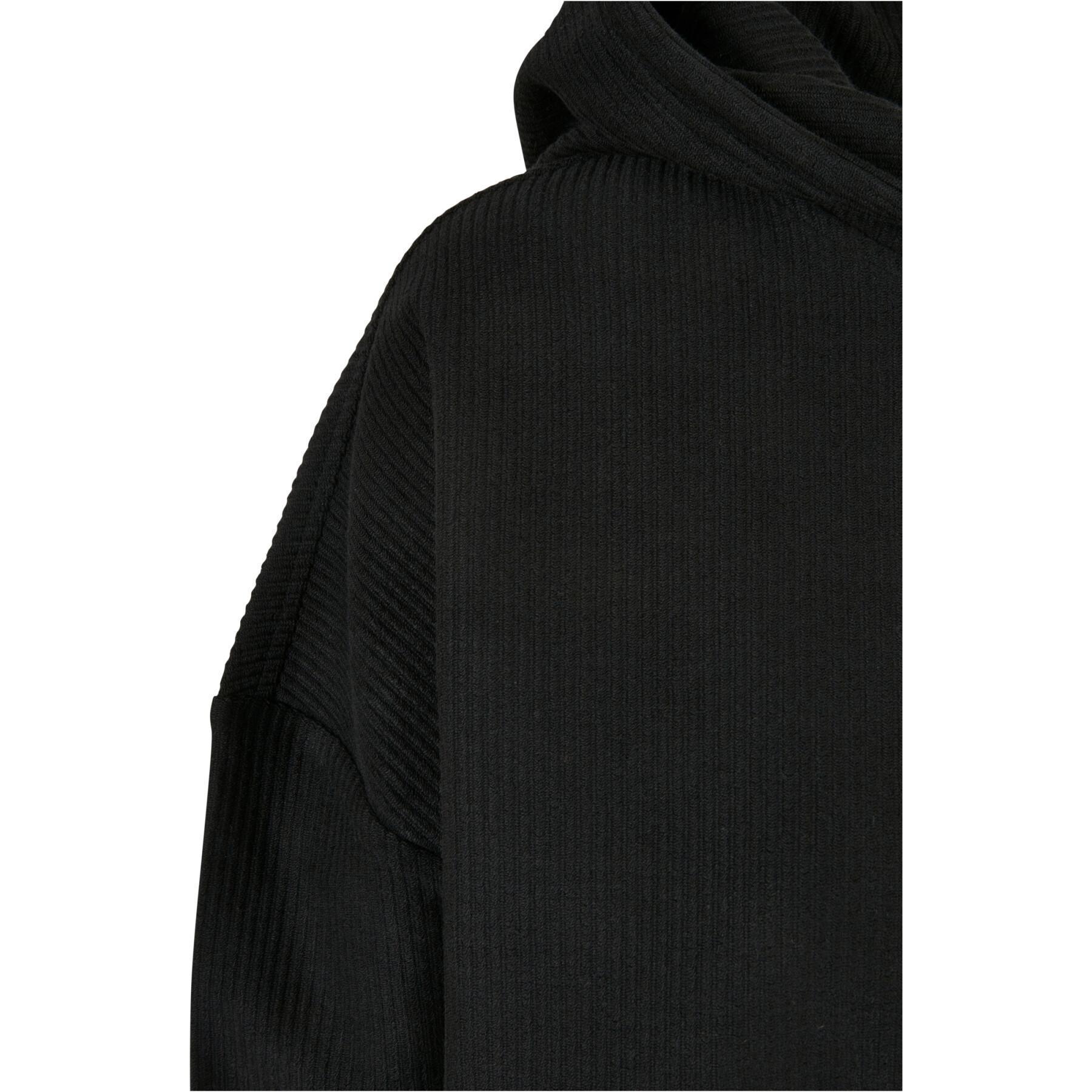 Sweatshirt à capuche côtelé court femme Urban Classics Oversized GT