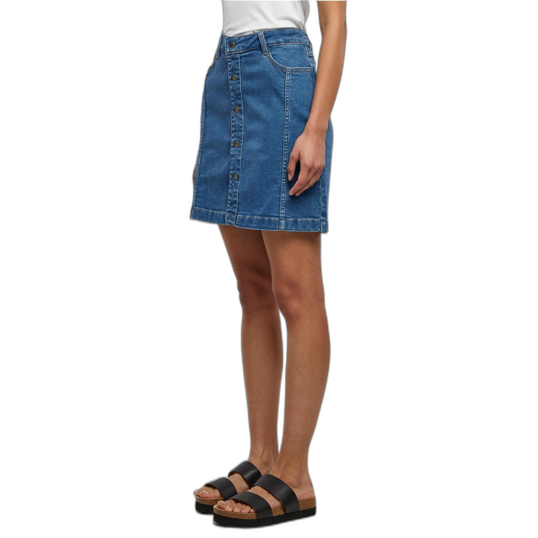 Mini jupe en jean bio stretch boutonnée grandes tailles femme Urban Classics