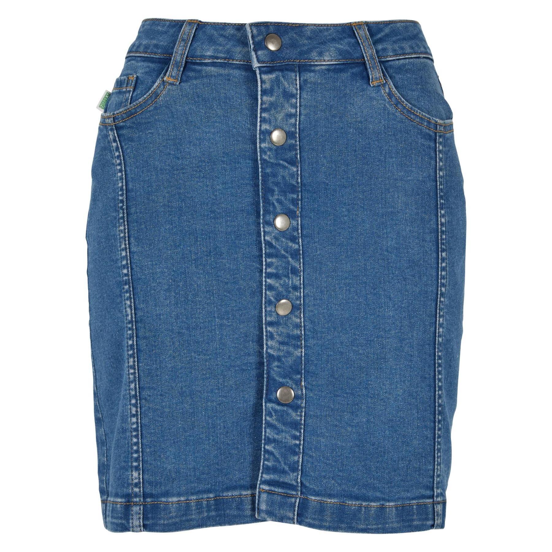 Mini jupe en jean bio stretch boutonnée grandes tailles femme Urban Classics