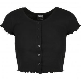 T-shirt femme Urban Classics cropped button up rib-grandes tailles