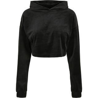 Sweatshirt à capuche femme Urban Classics cropped velvet oversized