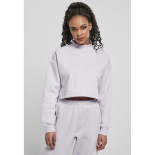 Sweatshirt femme Urban Classics cropped oversized high neck crew-grandes tailles