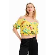 T-shirt court froncé fleurs femme Desigual