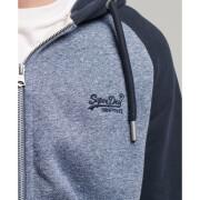 Sweatshirt à capuche zippé en coton bio style baseball Superdry Vintage Logo