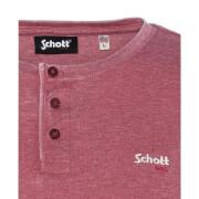 T-shirt manches longues col tunisien broderie poitrine Schott