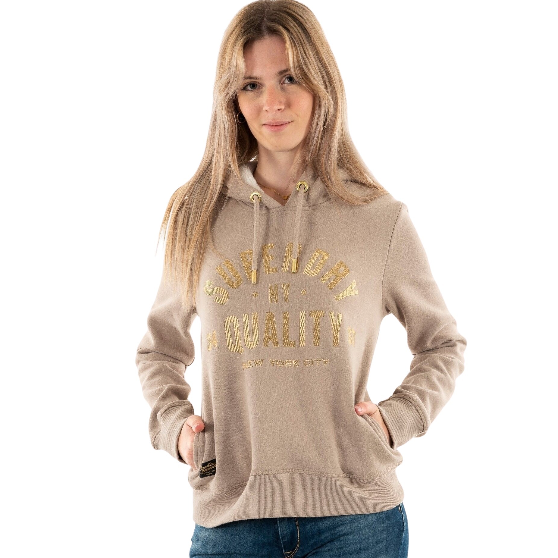 sweatshirt à capuche femme superdry luxe metallic