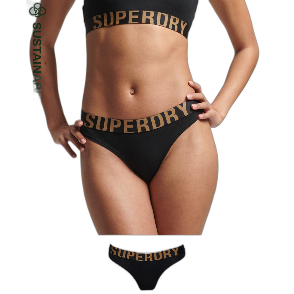 bas de maillot de bain en coton biologique avec grand logo femme superdry