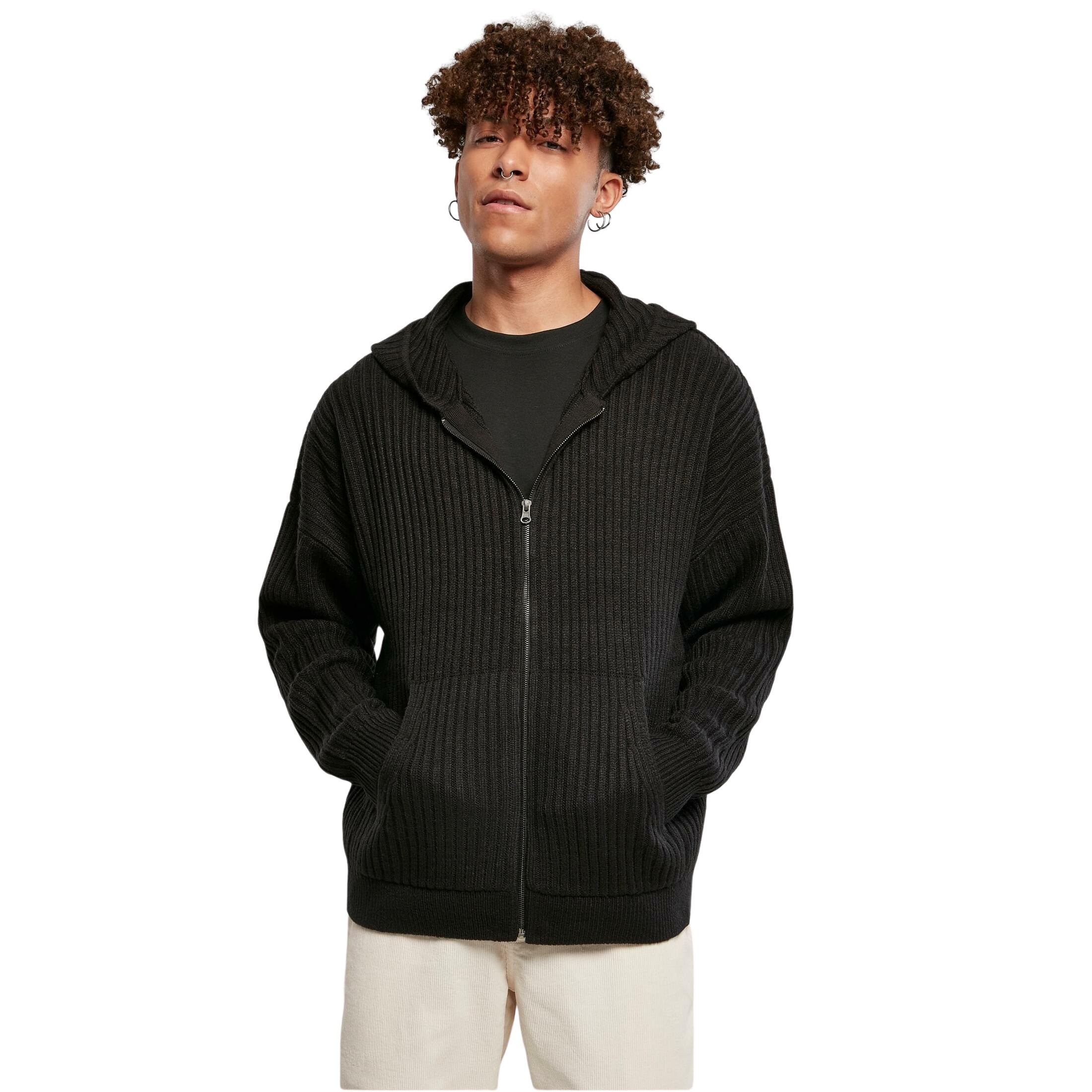 sweatshirt à capuche zippé en tricot urban classics